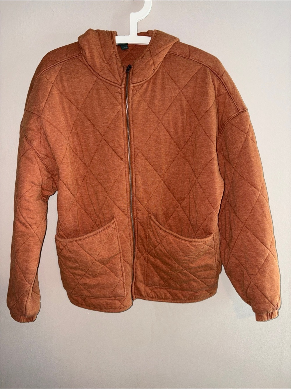 Wild Fable - Quilted Zip-Up Hooded Jacket in Orange